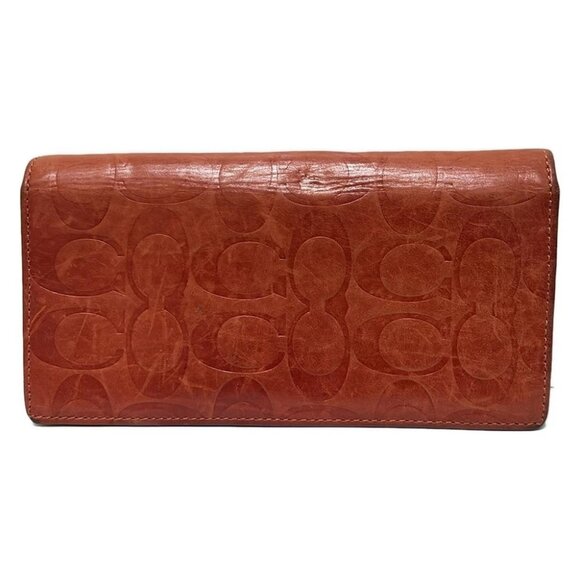 COACH Signature - Red Leather Long Wallet - Picture 2 of 5